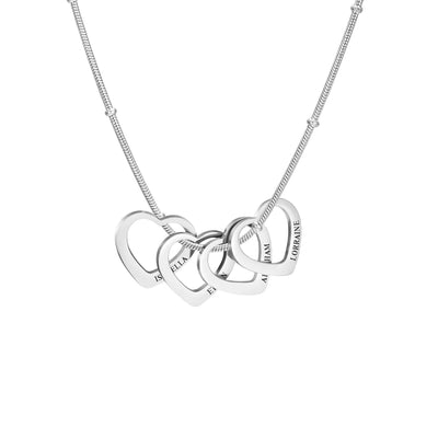 Lemegeton Customize Name Love Necklace 1-4 Heart Pendant Personalized Engraved Name Stainless Steel Jewelry Couple Family Gifts