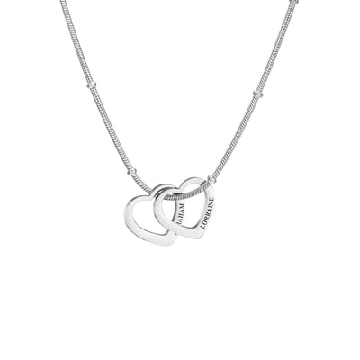 Lemegeton Customize Name Love Necklace 1-4 Heart Pendant Personalized Engraved Name Stainless Steel Jewelry Couple Family Gifts